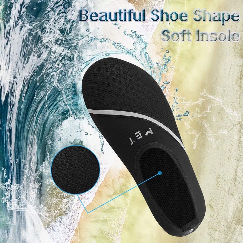 YALOX Water Shoes Women's Men's Outdoor Beach Swimming Aqua Socks Quick-Dry Barefoot Shoes Surfing Yoga Pool Exercise(D/XB-Black-38/39EU) - Image 2